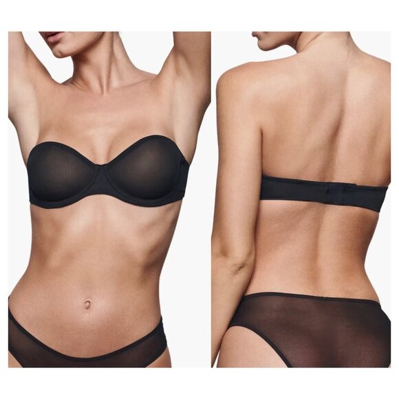 New! Skims Ultrafine Mesh Strapless Bra in Onyx Black NWT 3680 - Picture 8 of 9